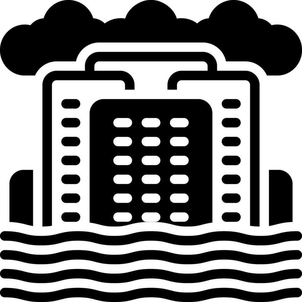 Solid black icon for sea level rise vector