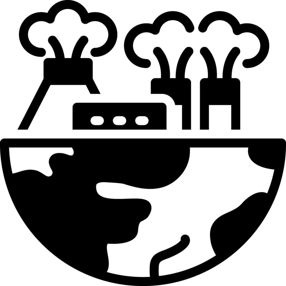 Solid black icon for earth pollution earth vector