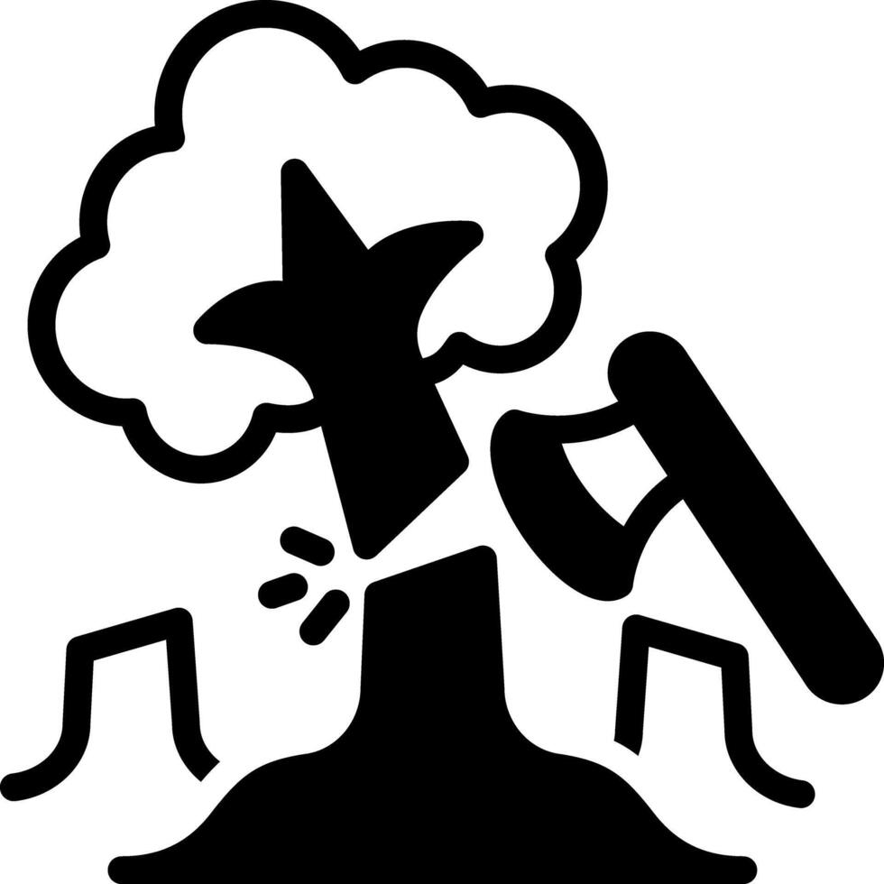 Solid black icon for deforestation vector