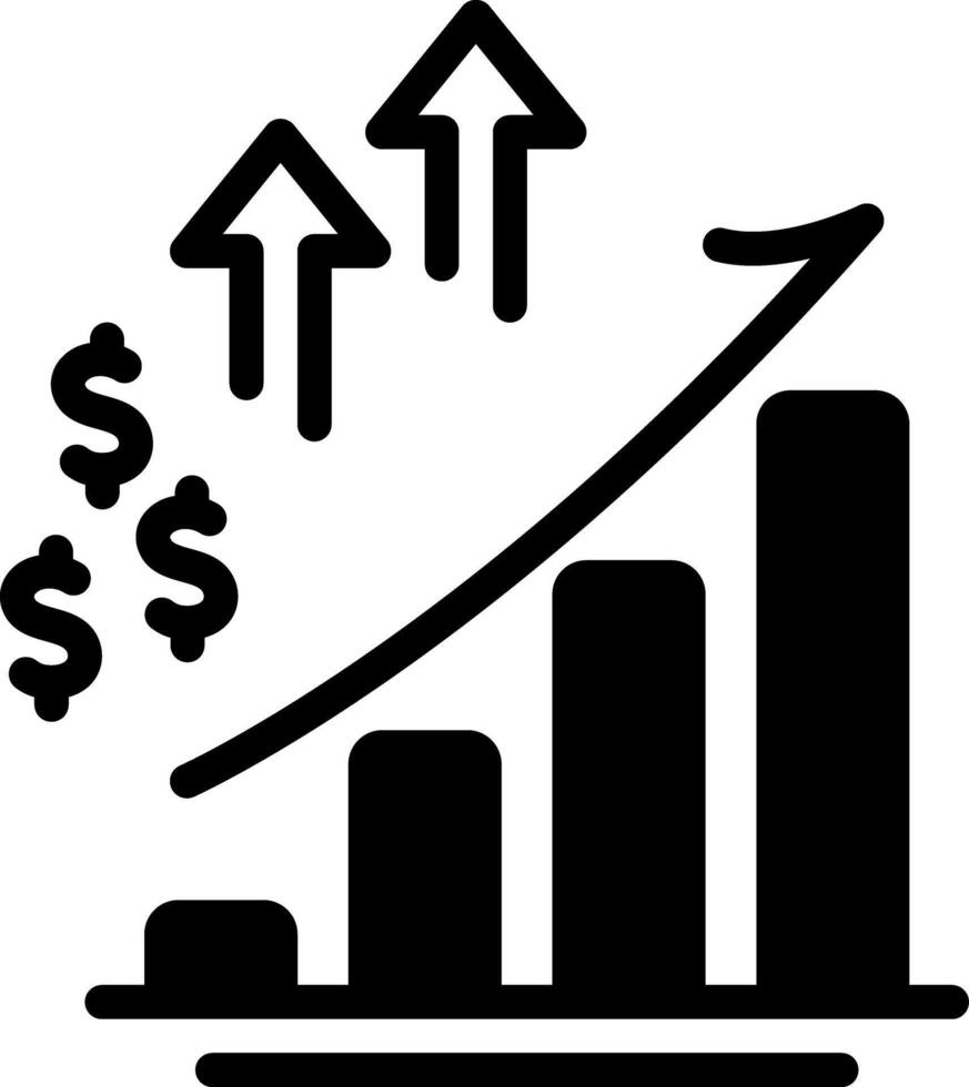 Solid black icon for increasing revenue vector