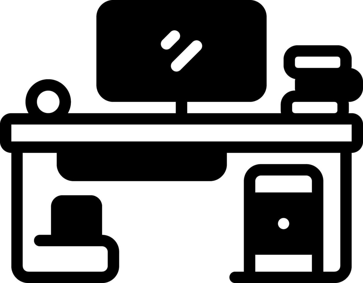 Solid black icon for computer vector