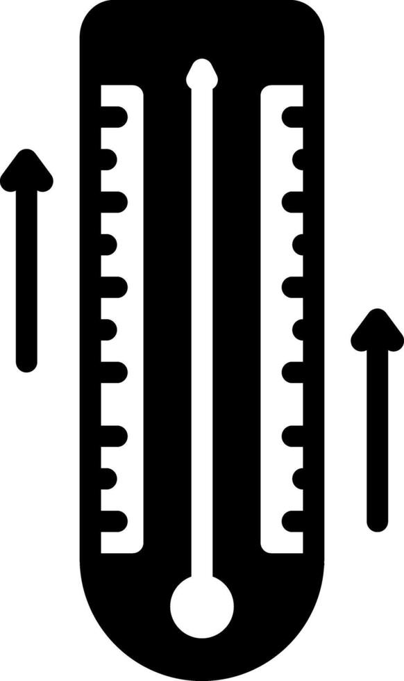 Solid black icon for temperature increase vector