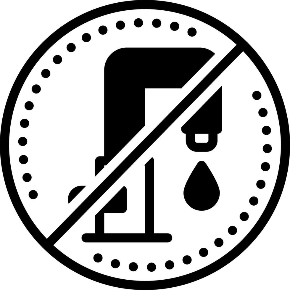 Solid black icon for no water vector