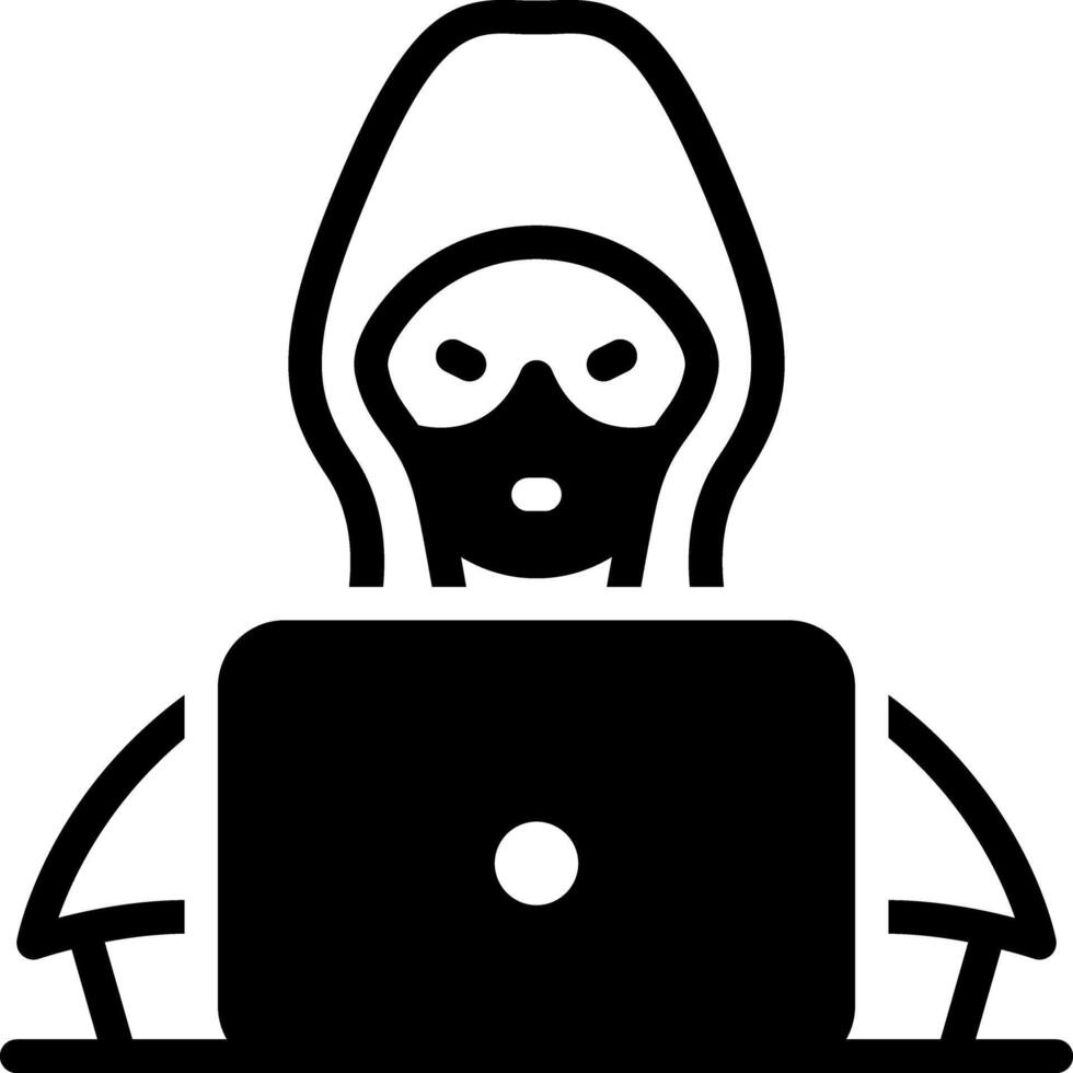 Solid black icon for hacker vector