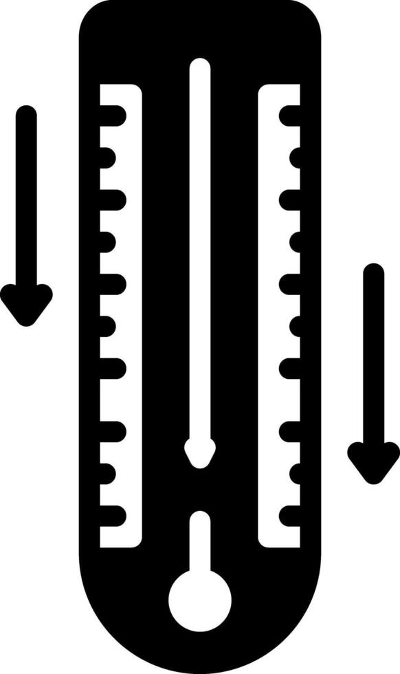 Solid black icon for temperature decrease vector