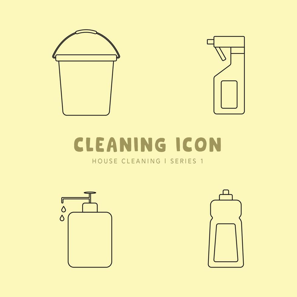Cleaning Icon and Symbol Collection Flat Design - Editable Icon Illustration vector
