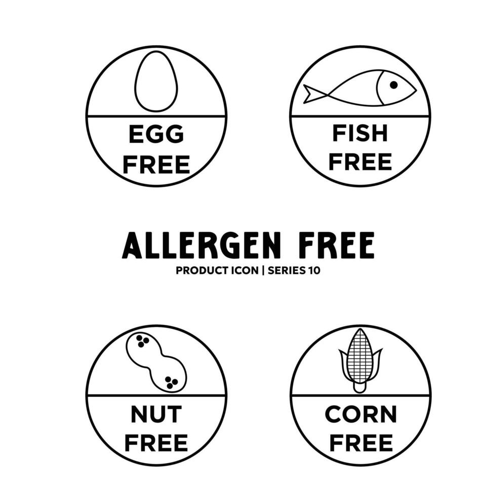 Food diet and GMO free label icon set illustration design - Allergen free ingredients organic logos and badges label tag vector