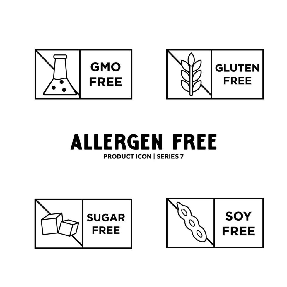 Food diet and GMO free label icon set illustration design - Allergen free ingredients organic logos and badges label tag vector