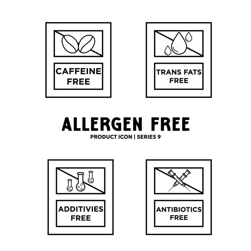 Food diet and GMO free label icon set illustration design - Allergen free ingredients organic logos and badges label tag vector