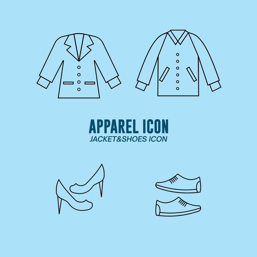 Clothing or Apparel Icon Collection Flat Design - Editable Icon Illustration vector