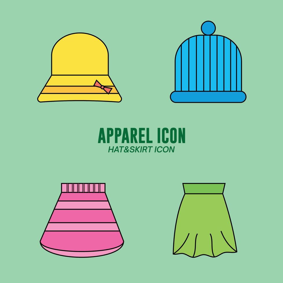 Clothing or Apparel Icon Collection Flat Design - Editable Icon Illustration vector