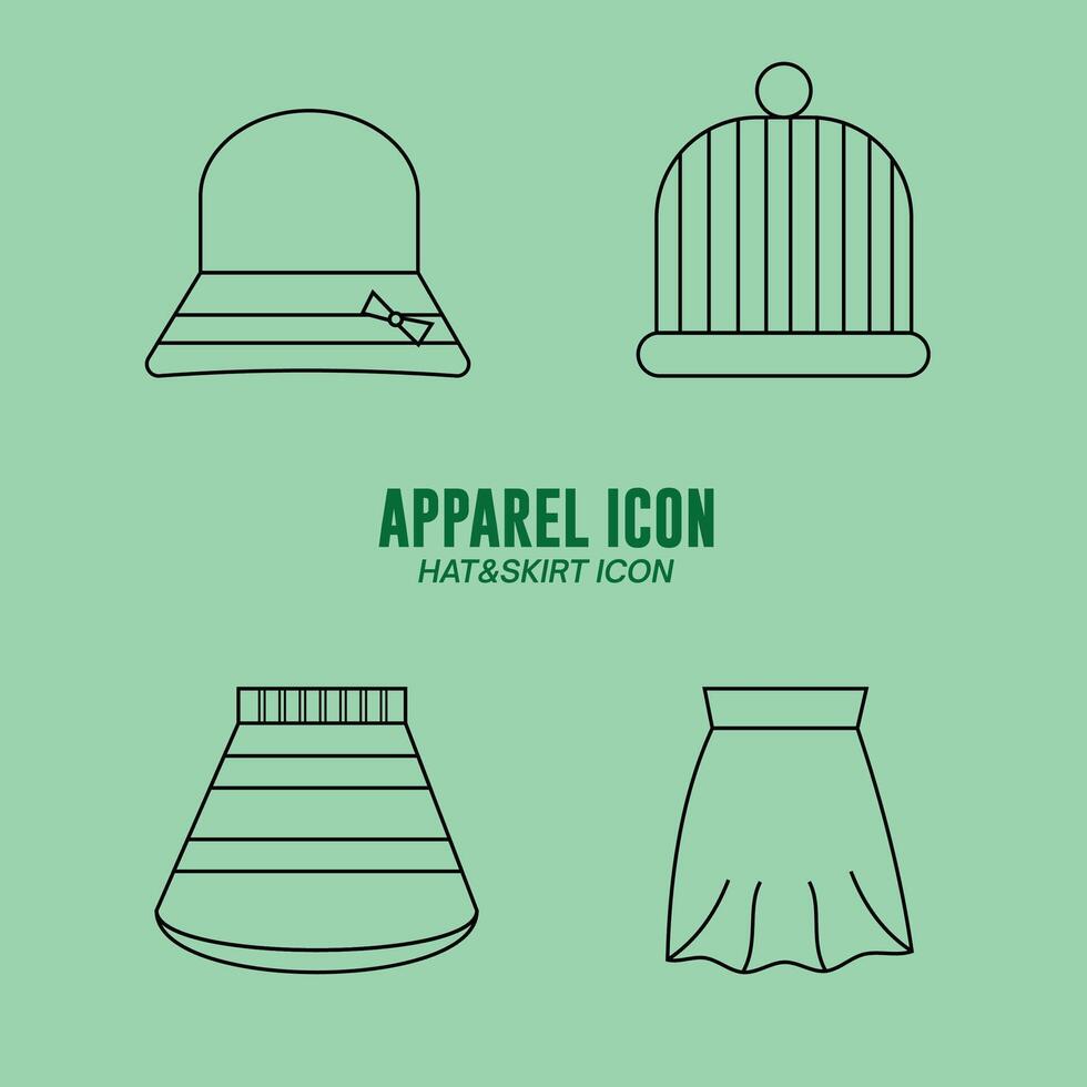 Clothing or Apparel Icon Collection Flat Design - Editable Icon Illustration vector