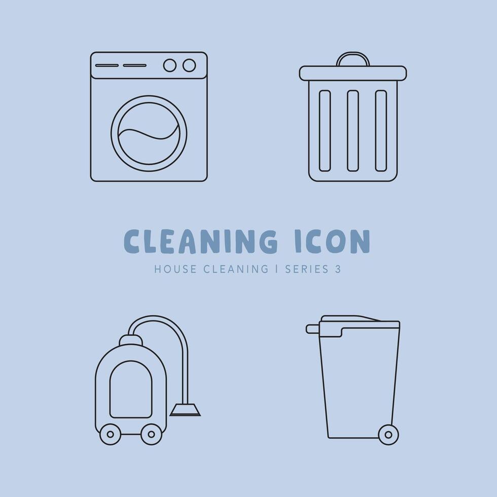 Cleaning Icon and Symbol Collection Flat Design - Editable Icon Illustration vector
