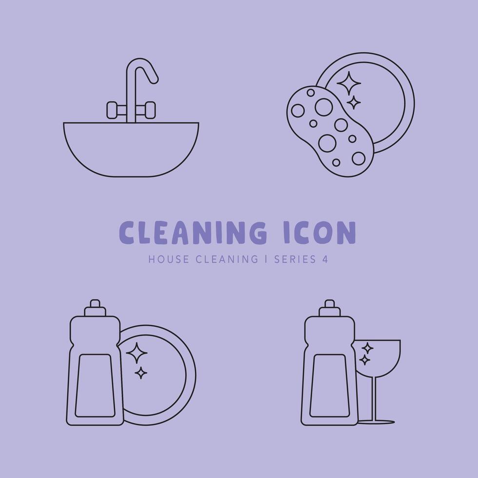 Cleaning Icon and Symbol Collection Flat Design - Editable Icon Illustration vector
