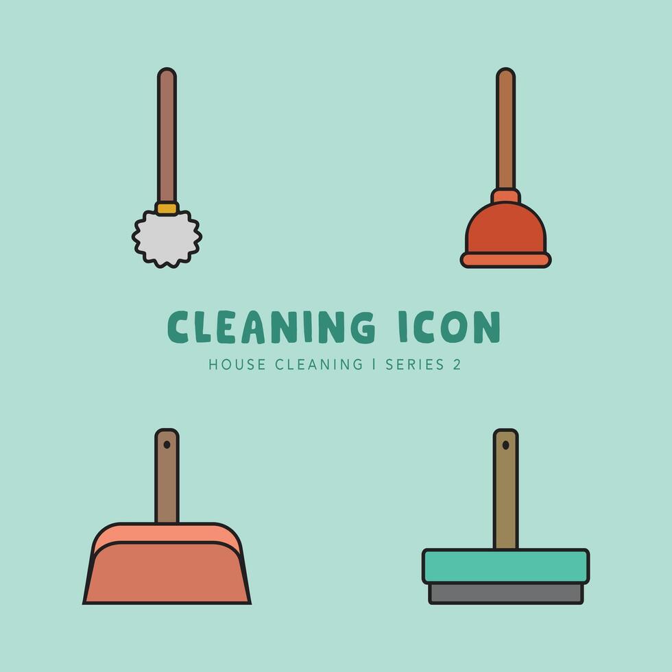 Cleaning Icon and Symbol Collection Flat Design - Editable Icon Illustration vector