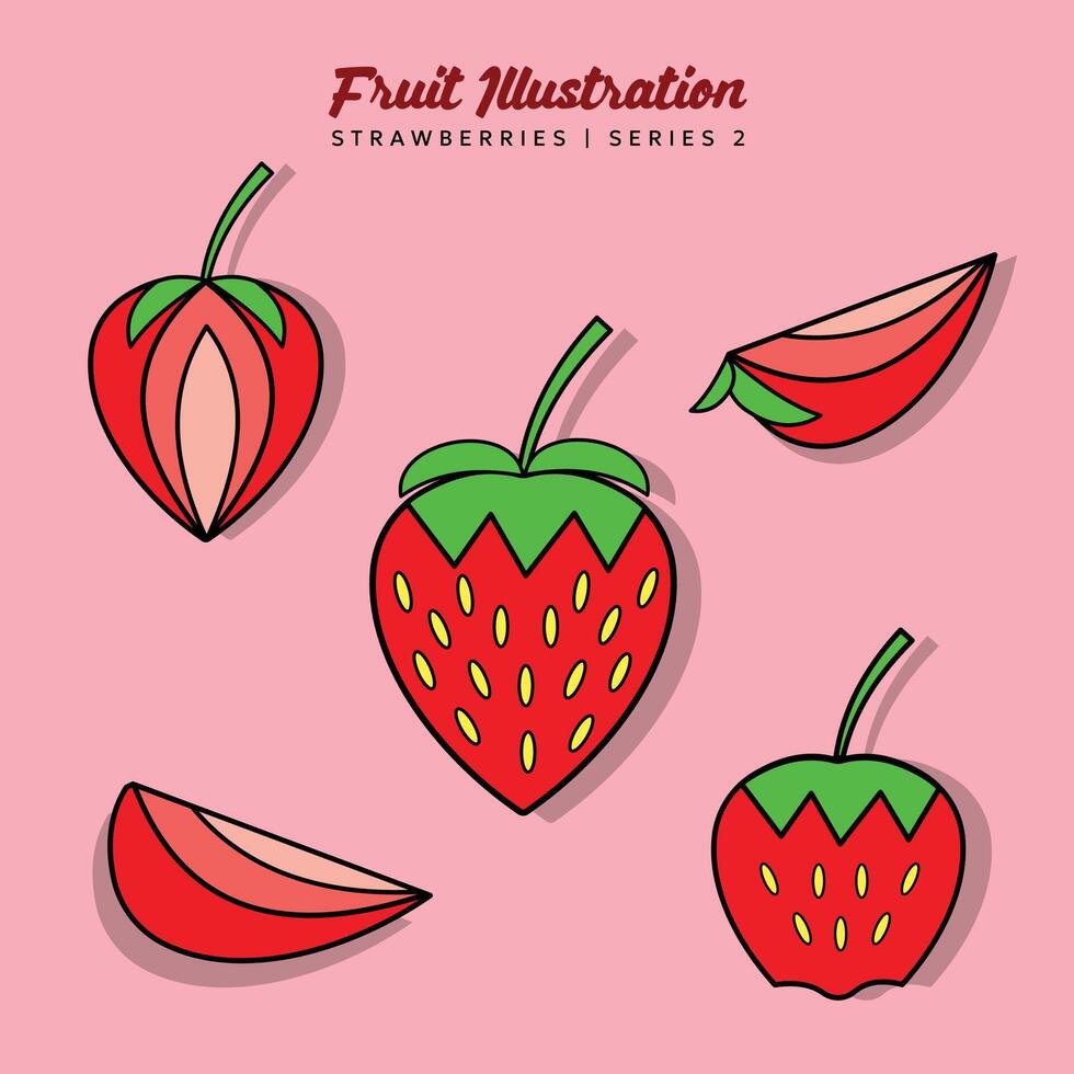 Fruit Illustration Set for Logo and Healthy Symbol Collection Flat Design - Editable Label Illustration vector