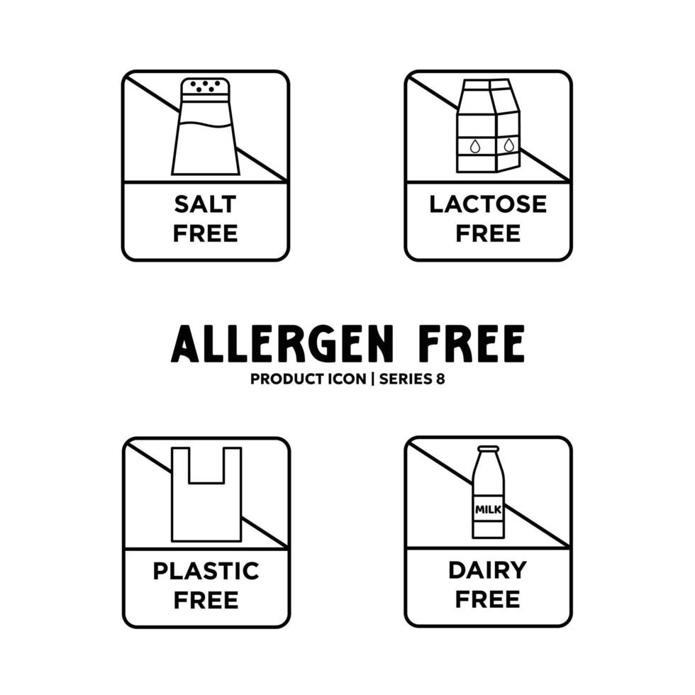 Food diet and GMO free label icon set illustration design - Allergen free ingredients organic logos and badges label tag vector