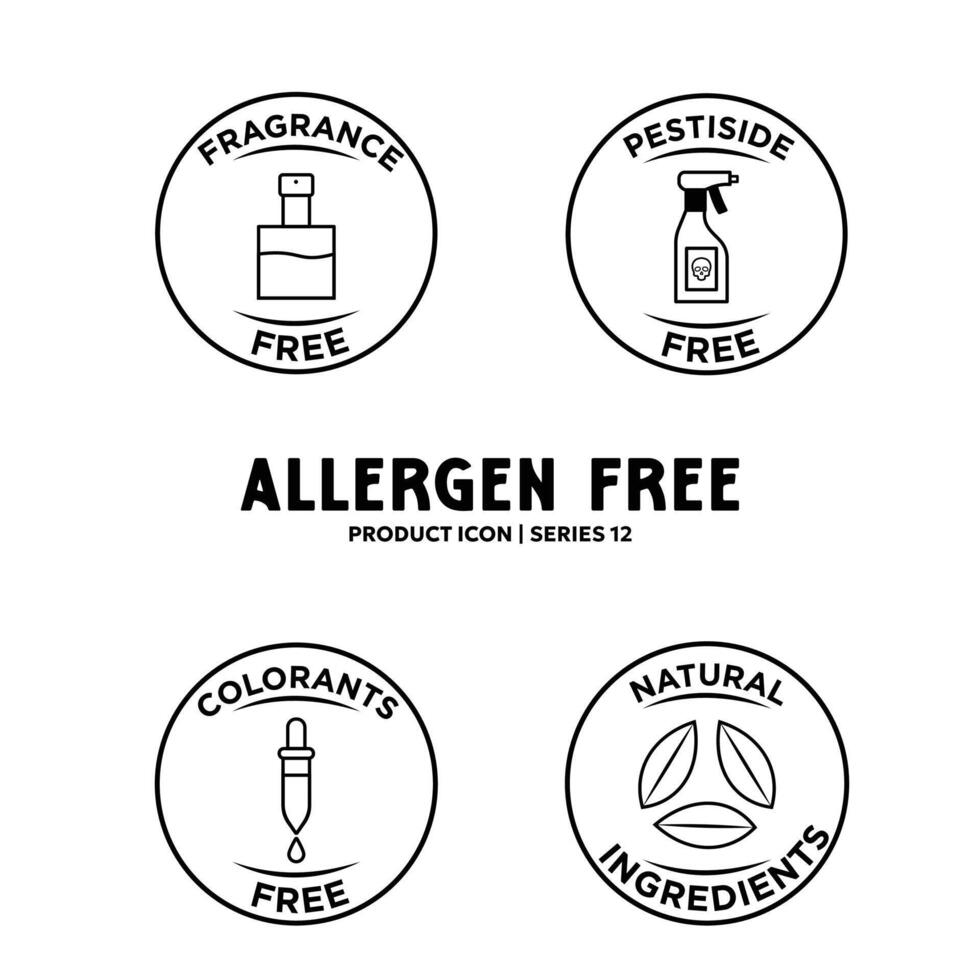 Food diet and GMO free label icon set illustration design - Allergen free ingredients organic logos and badges label tag vector