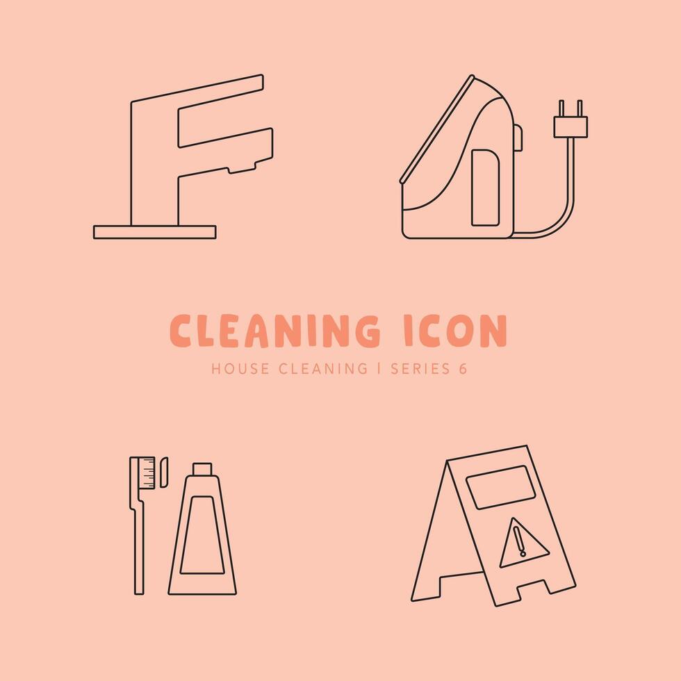 Cleaning Icon and Symbol Collection Flat Design - Editable Icon Illustration vector
