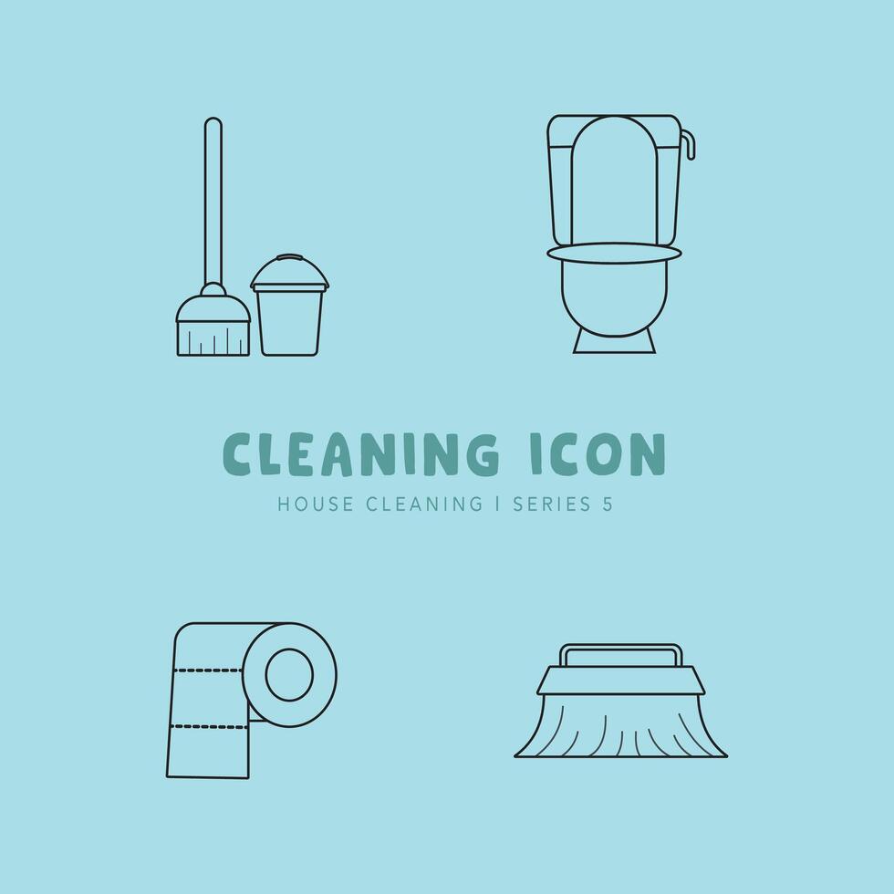 Cleaning Icon and Symbol Collection Flat Design - Editable Icon Illustration vector