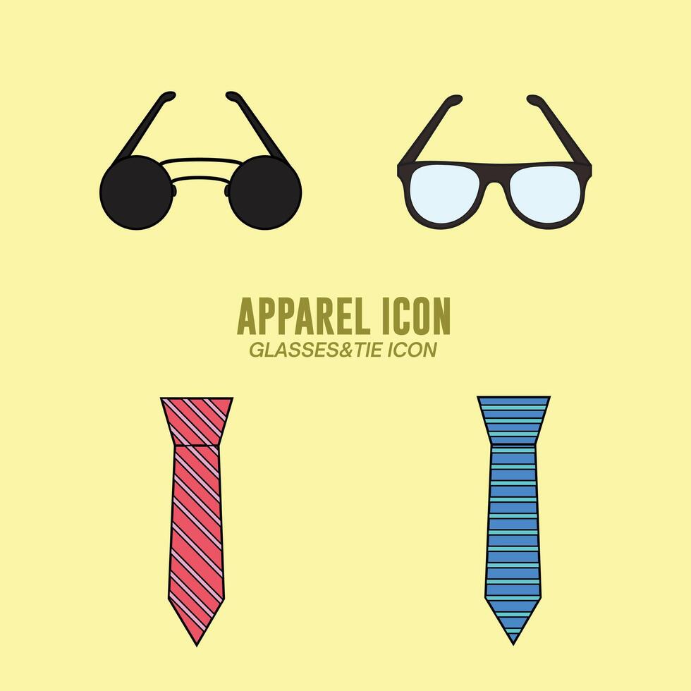 Clothing or Apparel Icon Collection Flat Design - Editable Icon Illustration vector