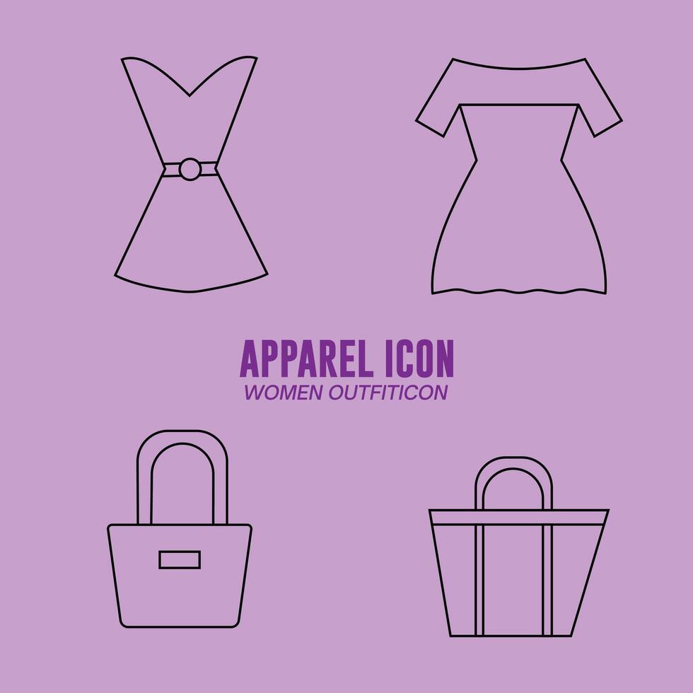 Clothing or Apparel Icon Collection Flat Design - Editable Icon Illustration vector
