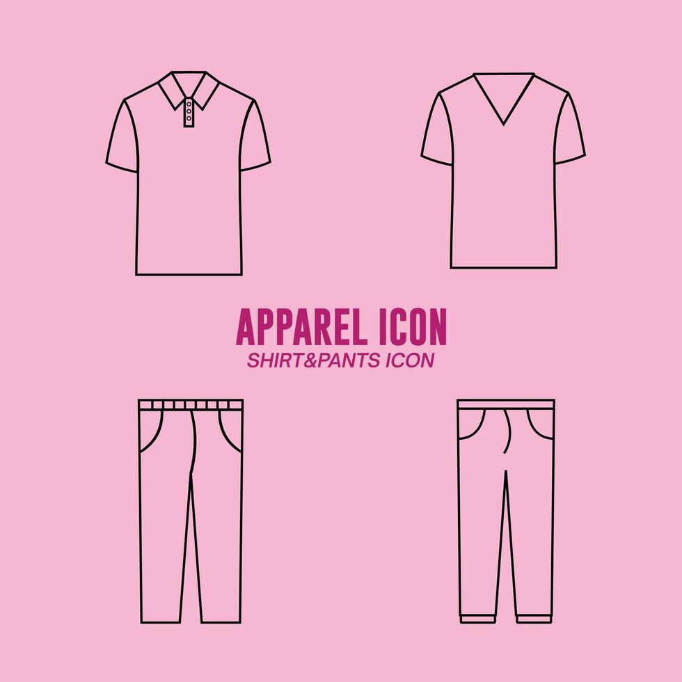 Clothing or Apparel Icon Collection Flat Design - Editable Icon Illustration vector