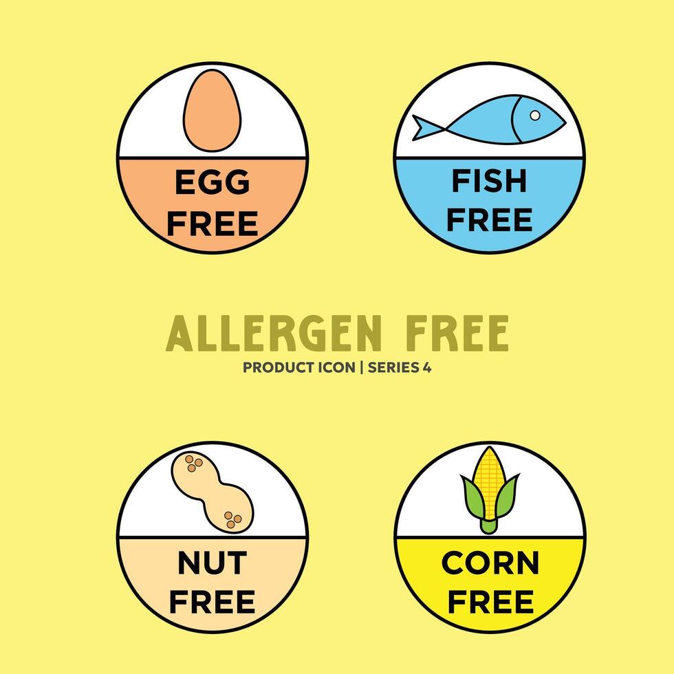 Sugar free Lactose free Gluten free GMO free allergen free label set - Allergen free products collection badges vector