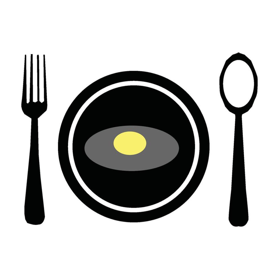spoon and fork plate icon illustration symbol design vector