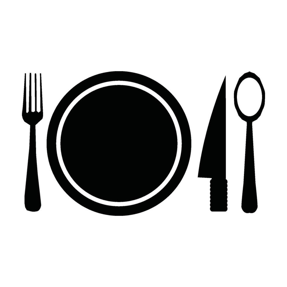 spoon and fork plate icon illustration symbol design vector