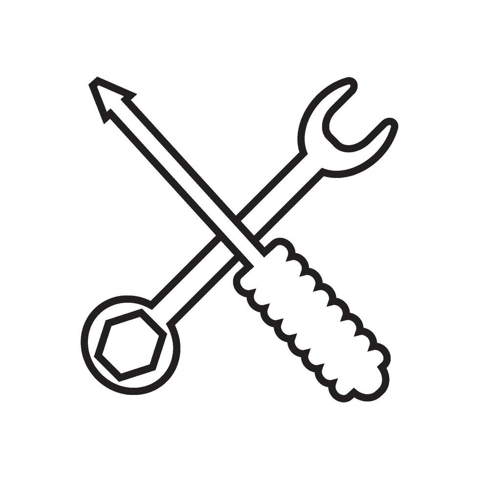 ICON OF SCREWDRIVER AND KEY RING vector