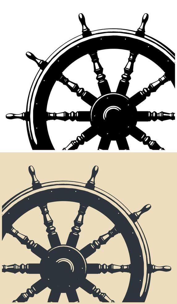 Ship steering wheel illustrations vector