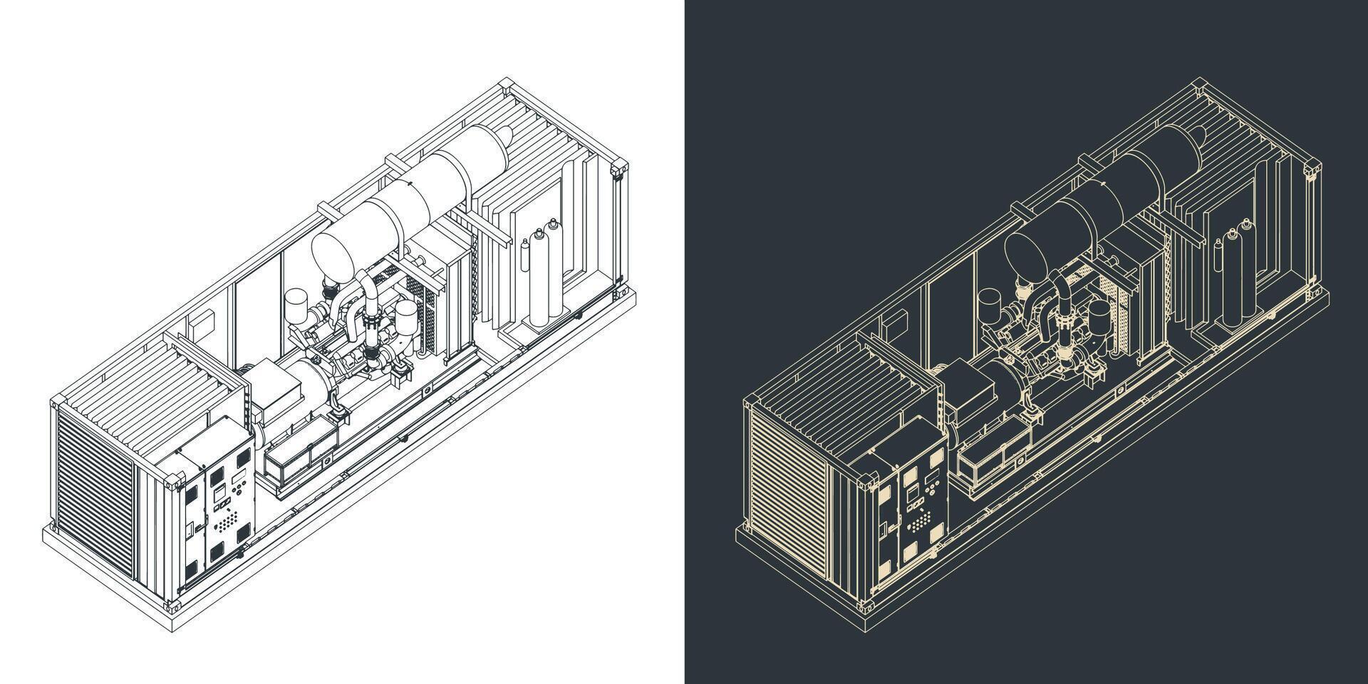 Container type generator drawing vector