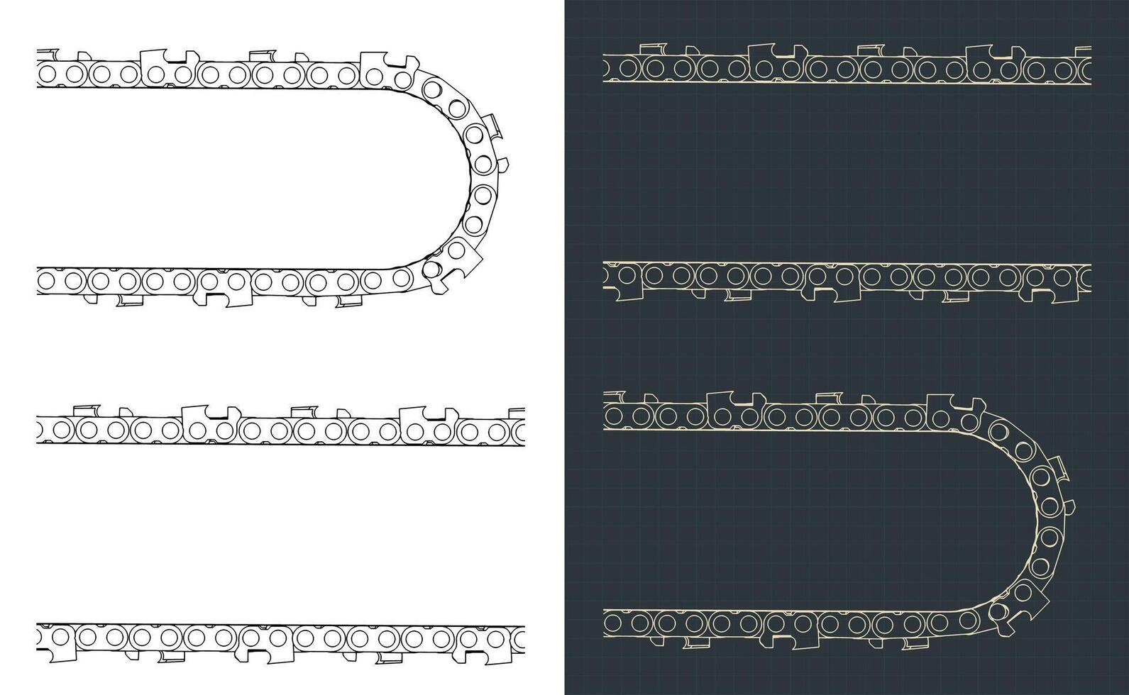 Chainsaw chain blueprints vector