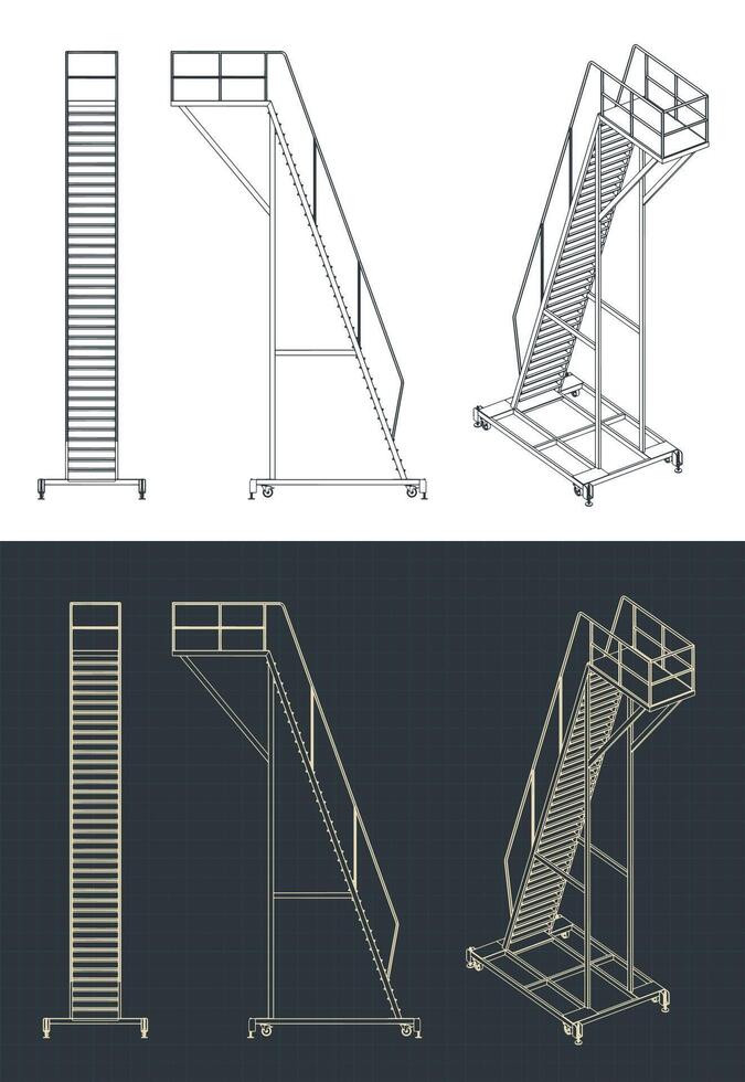Mobile work platform blueprints vector