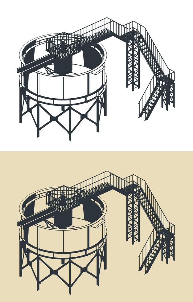 Mining Thickener Tank Illustrations vector