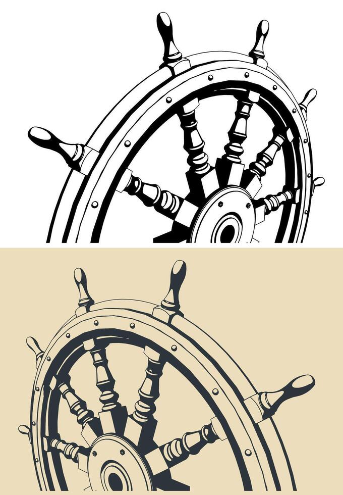 Ship steering wheel vector