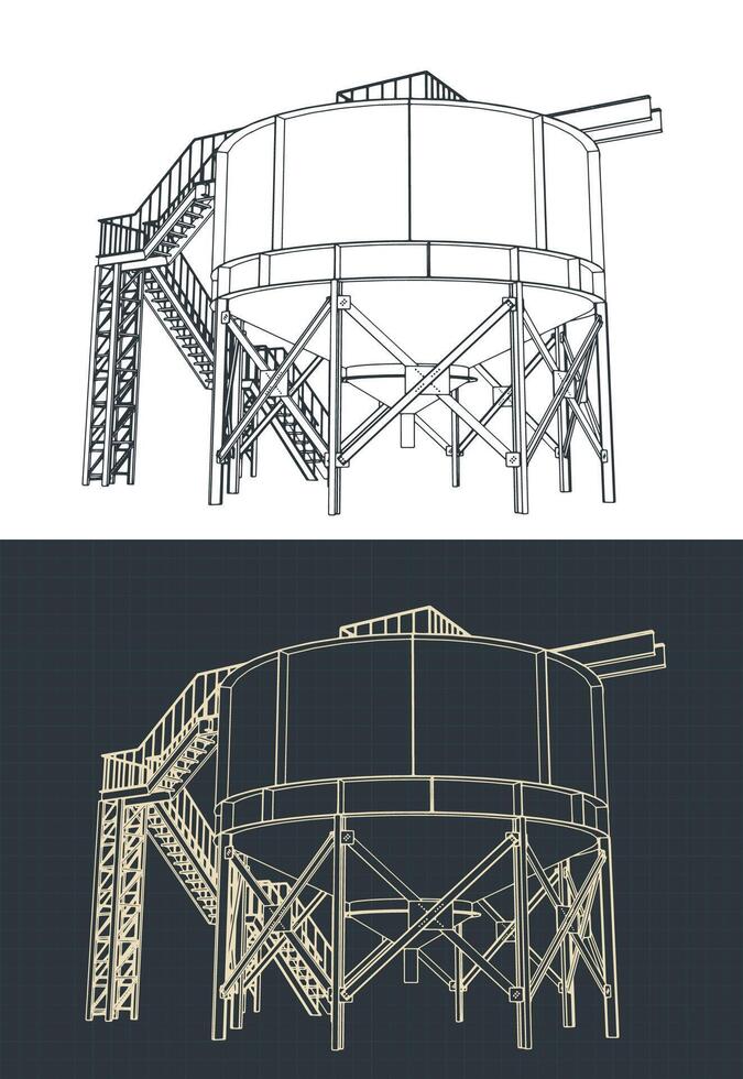 Mining Thickener Tank Blueprints vector