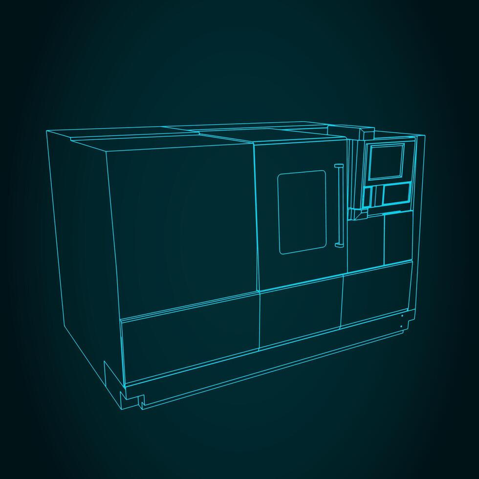 CNC turning milling machine vector