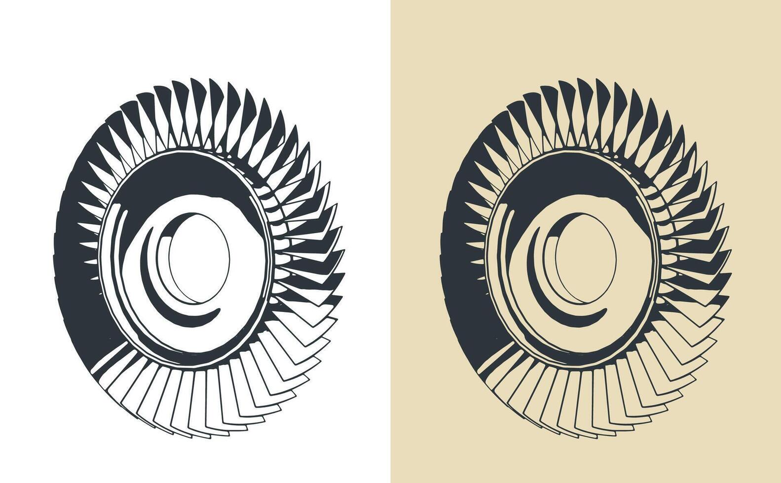 Engine compressor blisk illustrations vector