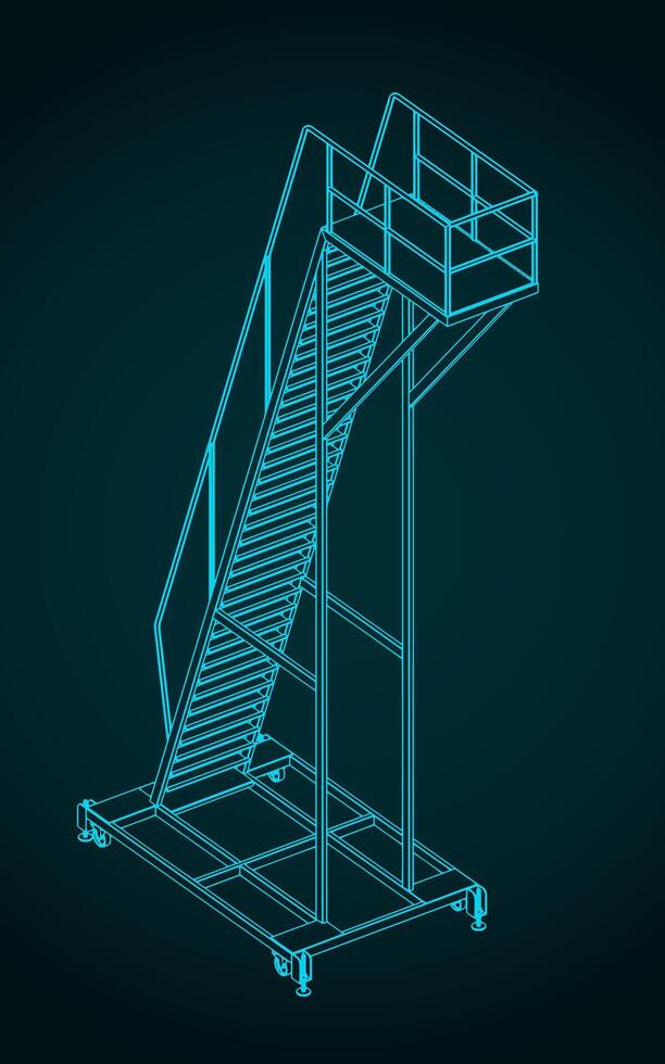 Mobile work platform isometric blueprint vector