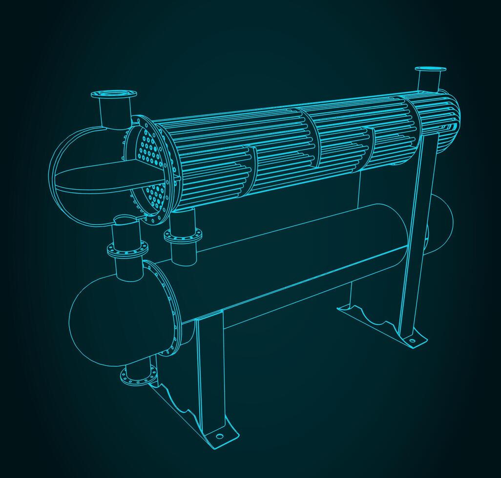 Shell and tube heat exchanger structure vector