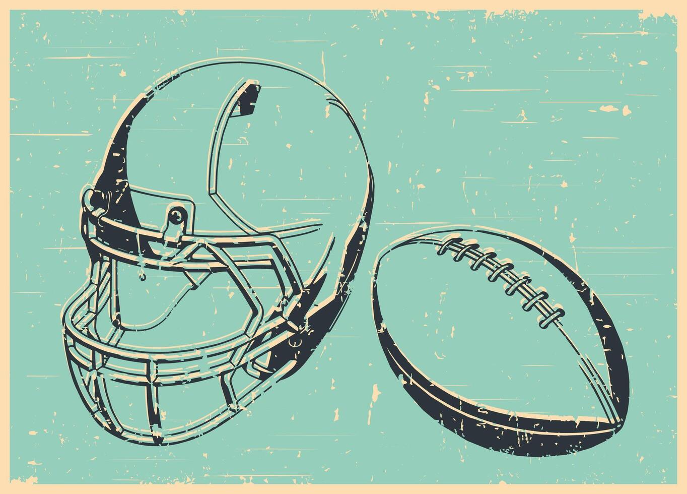 American football helmet and ball retro style vector