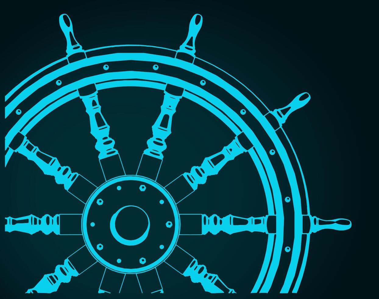 Ship steering wheel illustration vector