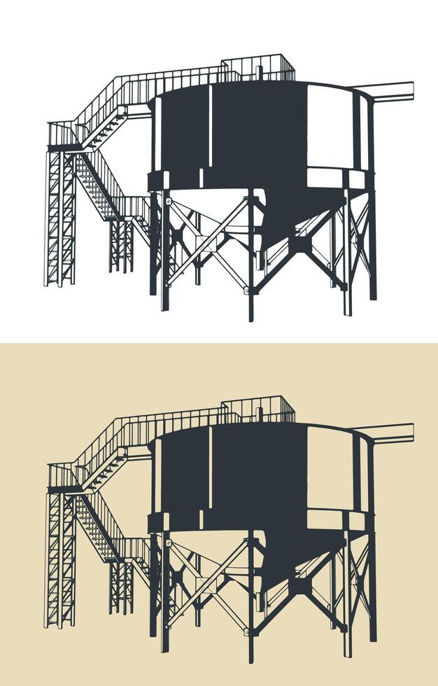 Mining Thickener Tank Illustration vector
