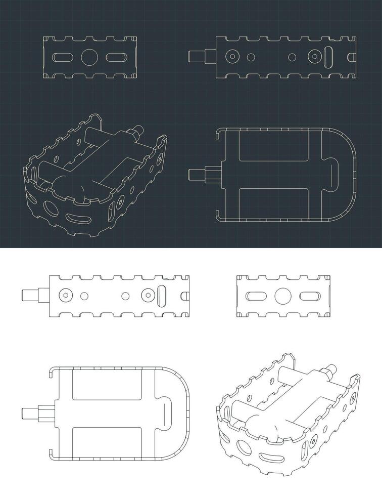 Bike pedal blueprints vector