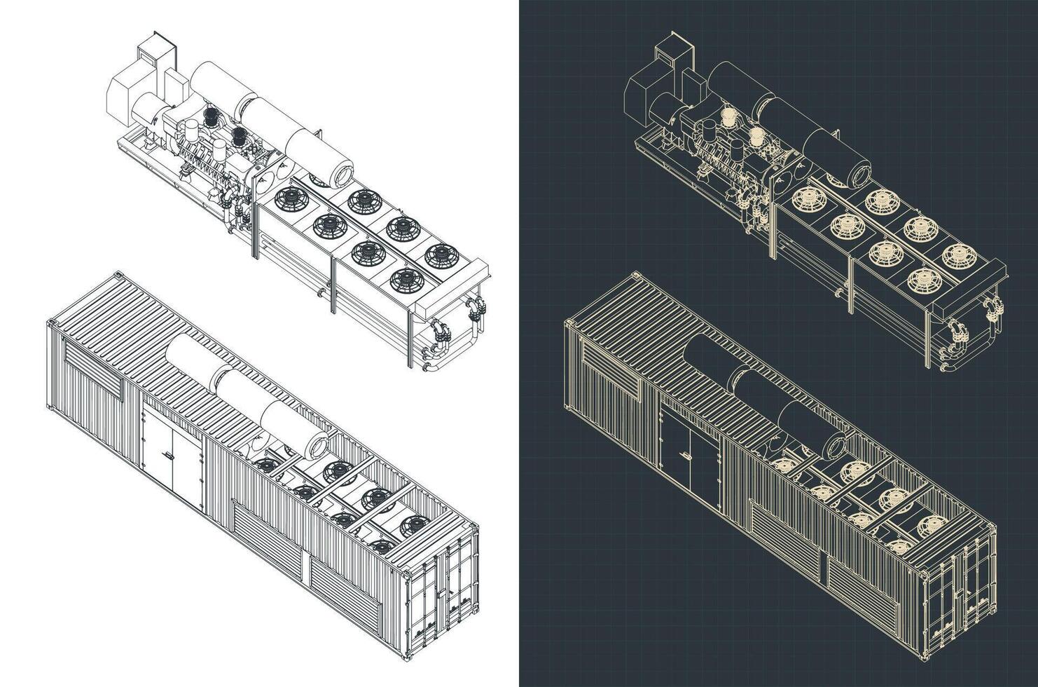 Container type generator structure blueprint vector