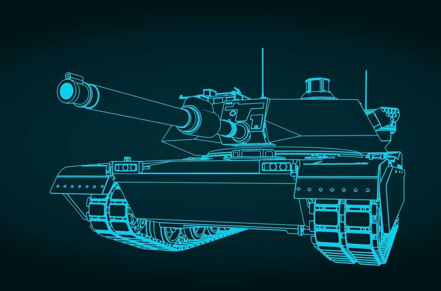 M1 Abrams tank blueprint vector