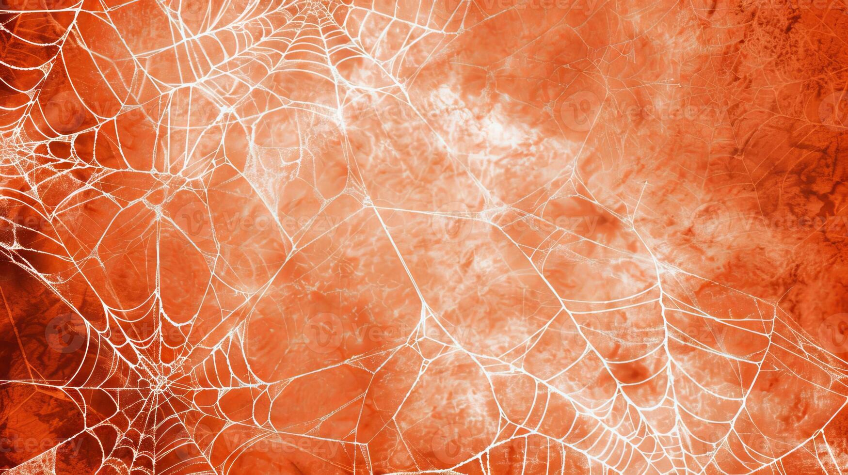 Spider webs on a red textured background. Concept of Halloween, creepy decoration, arachnids, intricate patterns. Banner. Copy space photo