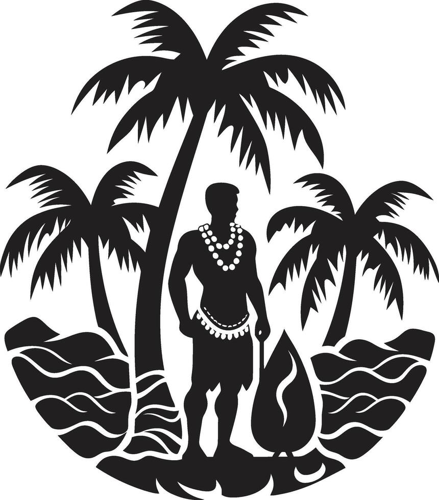 Oceanic Elegance Hawaiian Woman Graphic Element Tropical Legacy Hawaiian Woman in Black vector